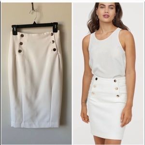 Button Front Pencil Skirt